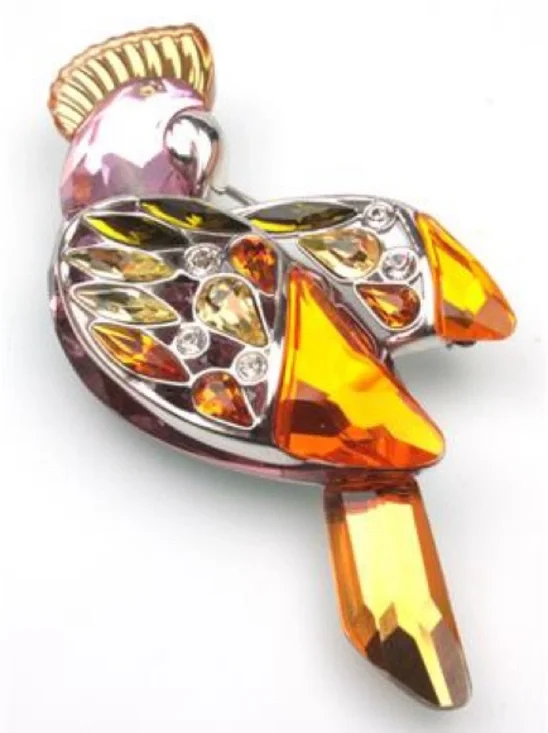 Swarovski Crystal Pin Brooch Vintage Cockatoo Parrot Jeweled Sterling Silver Art - Picture 3 of 11